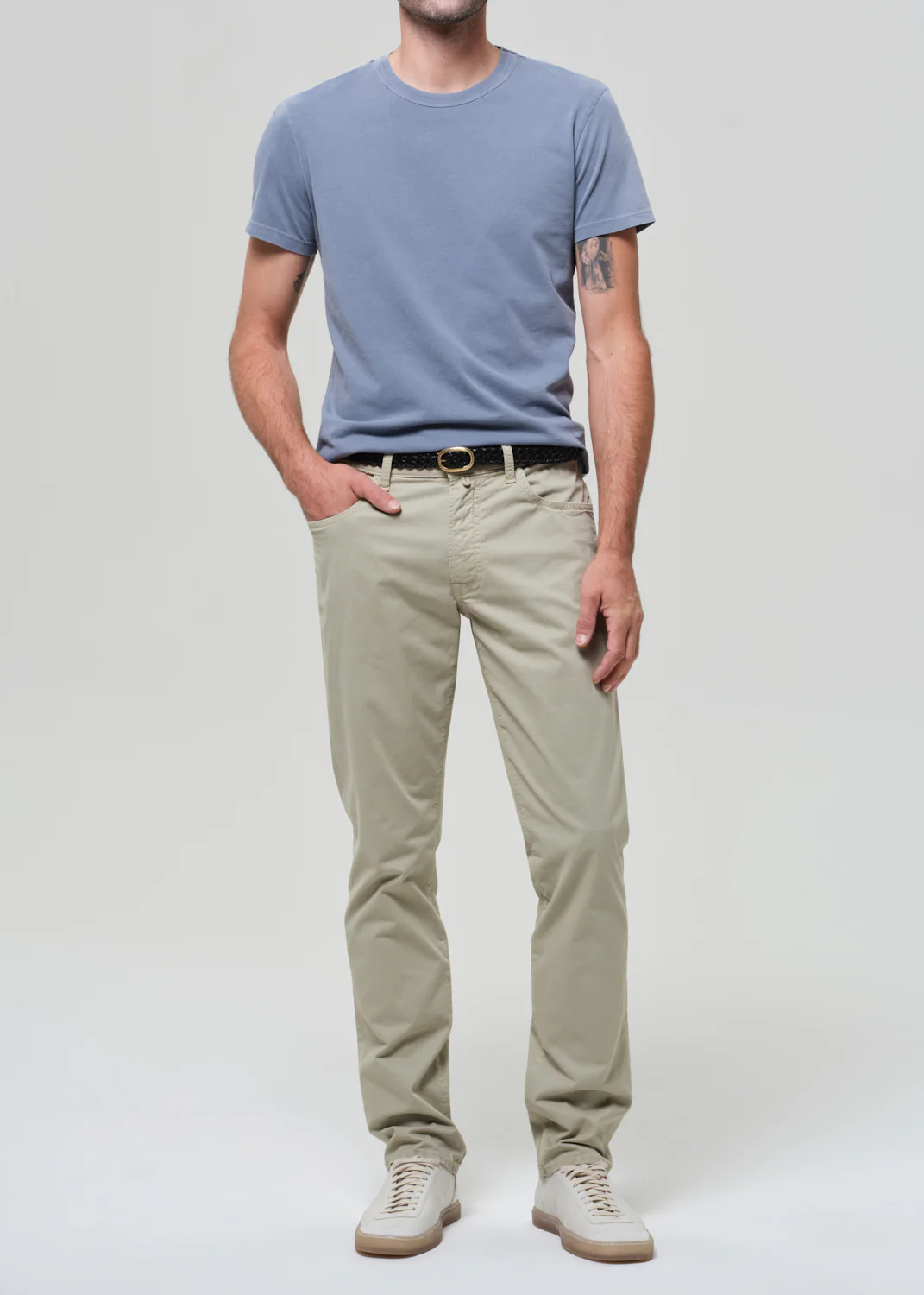 Gage Slim Straight Cashmere Touch Sateen in Sage - Image 3