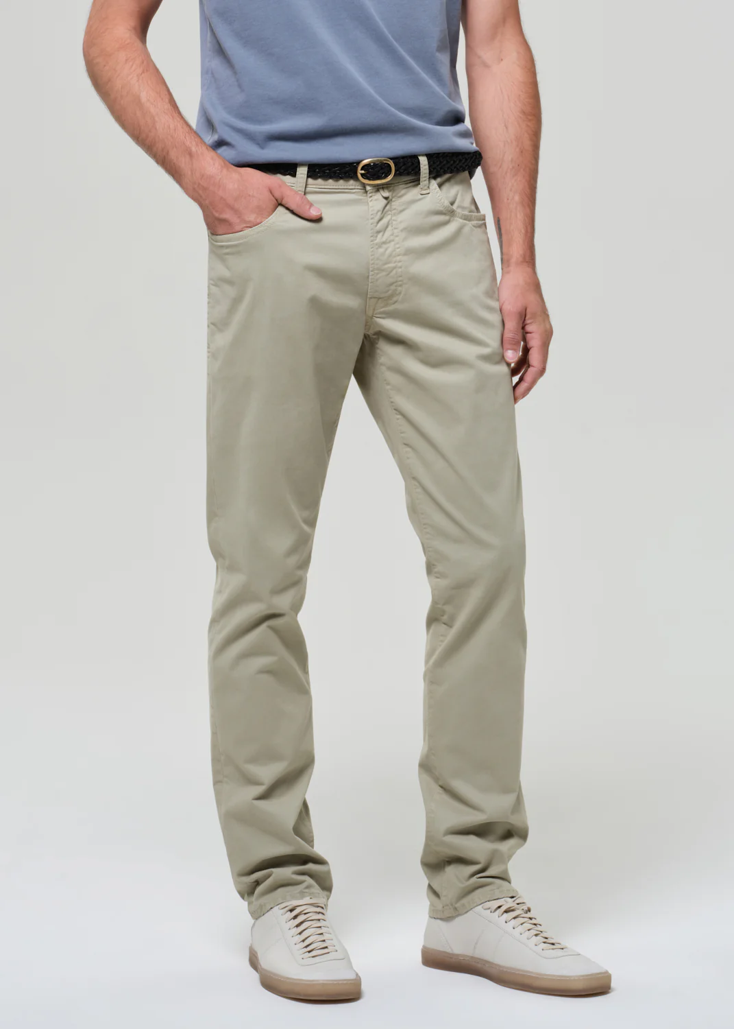 Gage Slim Straight Cashmere Touch Sateen in Sage - Image 6