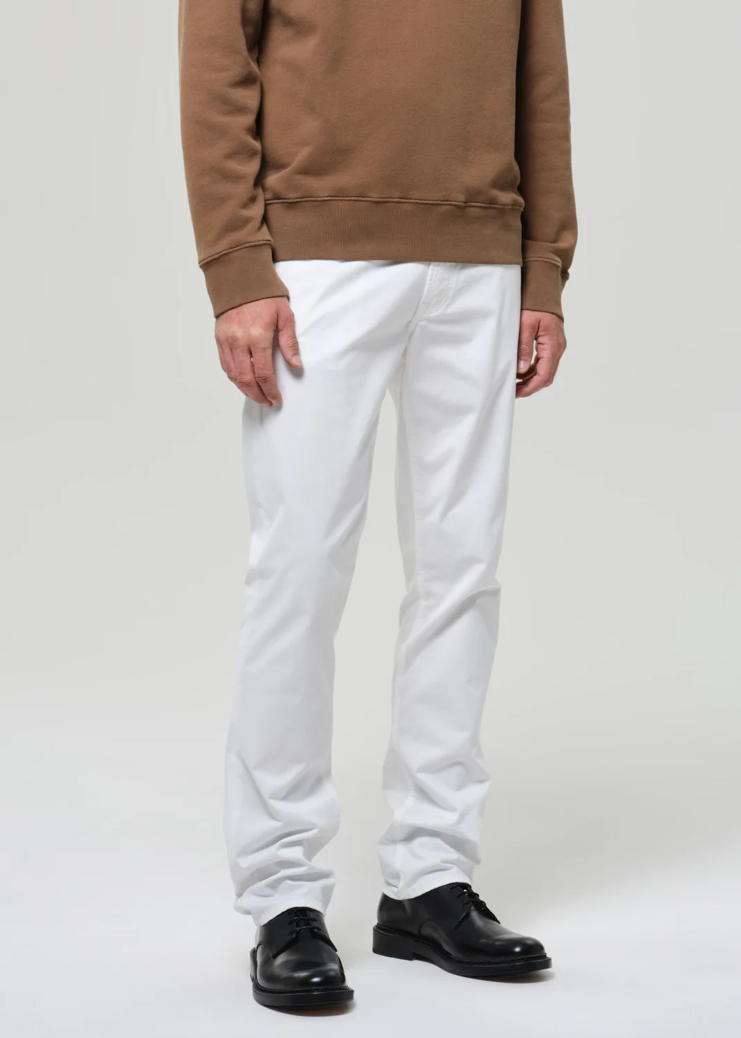 Gage Slim Straight Cashmere Touch Sateen in Soft White - Image 6