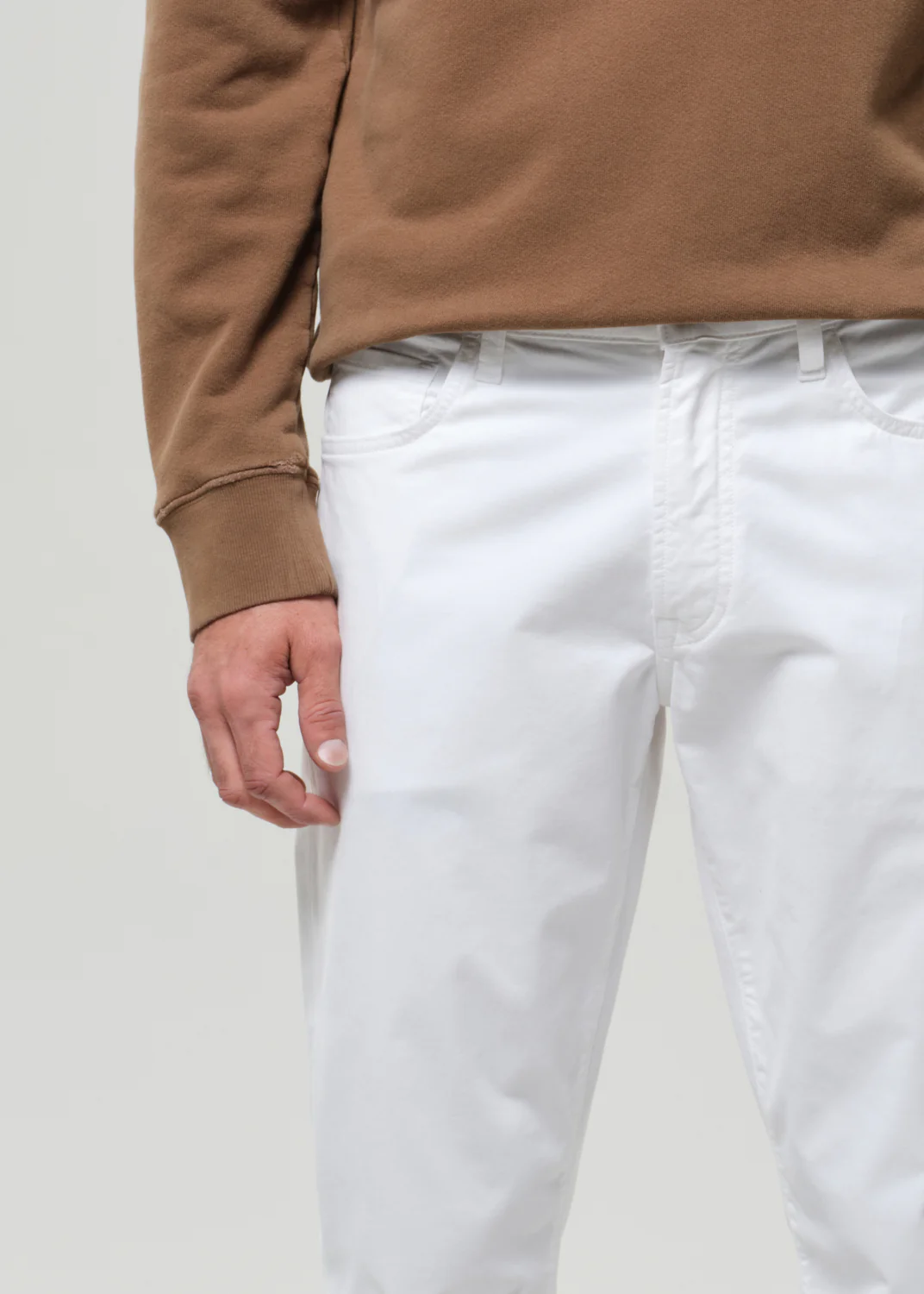 Gage Slim Straight Cashmere Touch Sateen in Soft White - Image 7