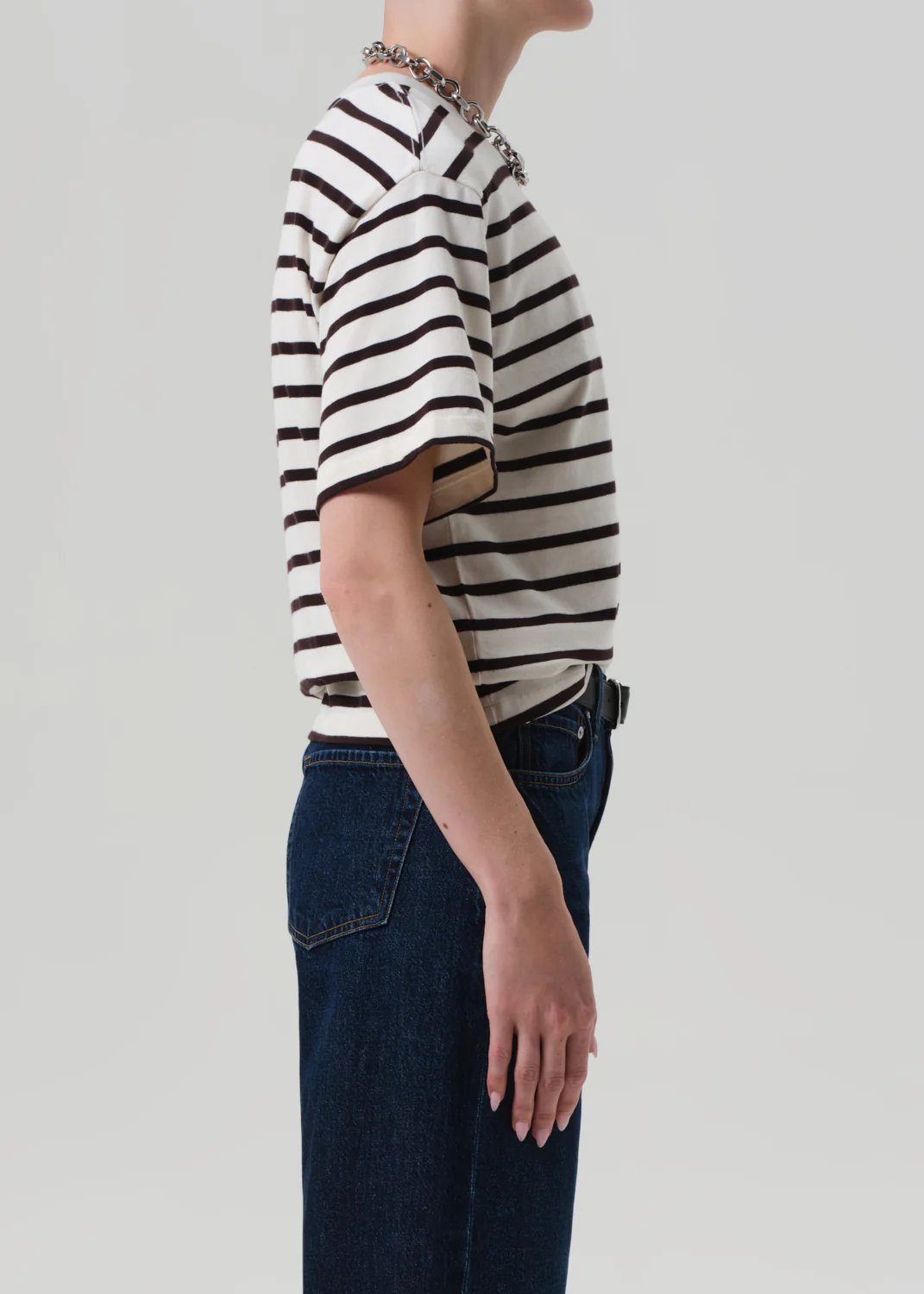 Goldie Tee in Chocolate Stripe - Image 3