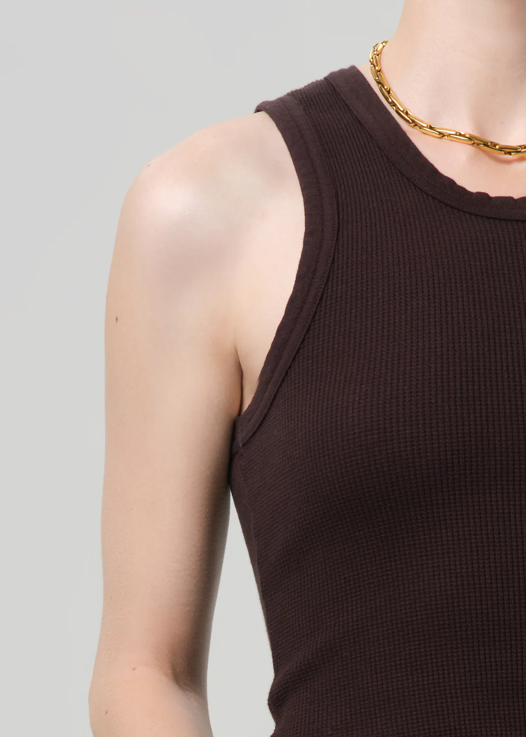Inez Waffle Tank in Chocolate - Image 4