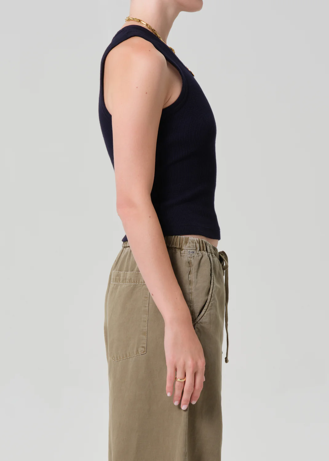 Inez Waffle Tank in Navy - Image 2