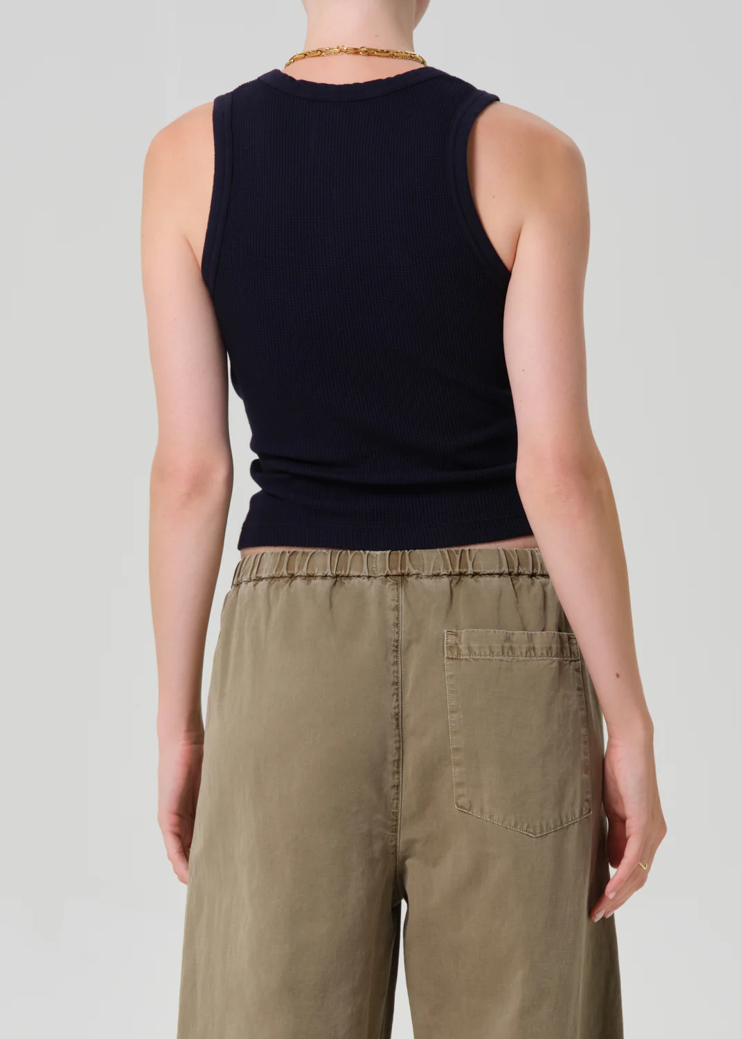 Inez Waffle Tank in Navy - Image 4