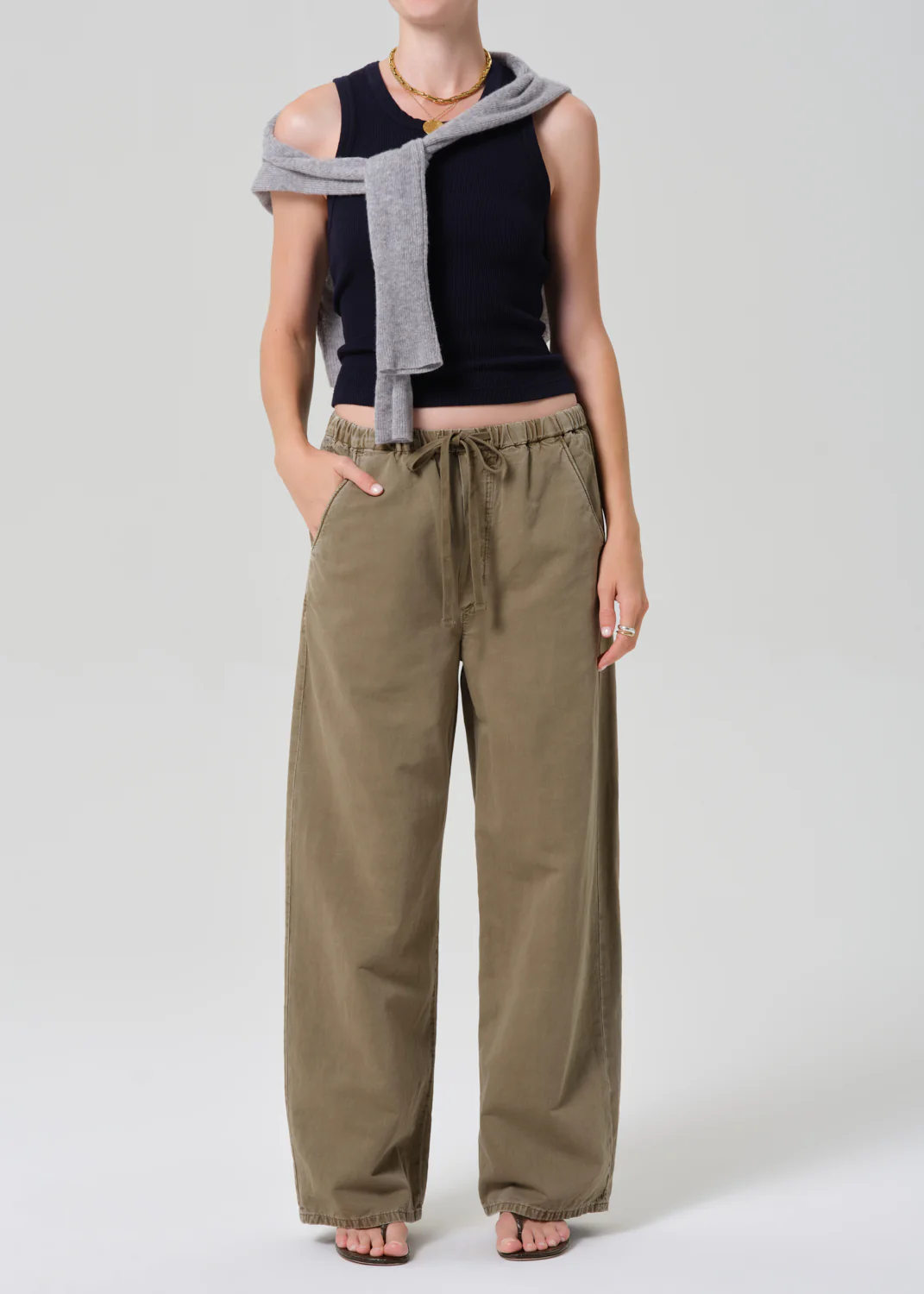Inez Waffle Tank in Navy - Image 5