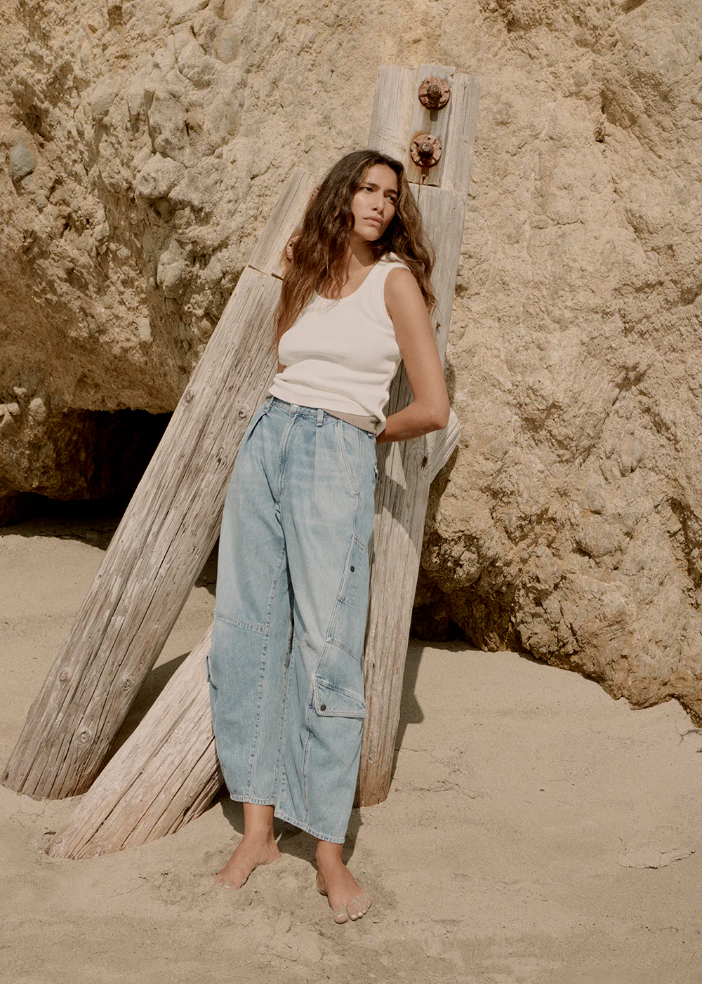 Inez Waffle Tank in Pashmina - Image 2