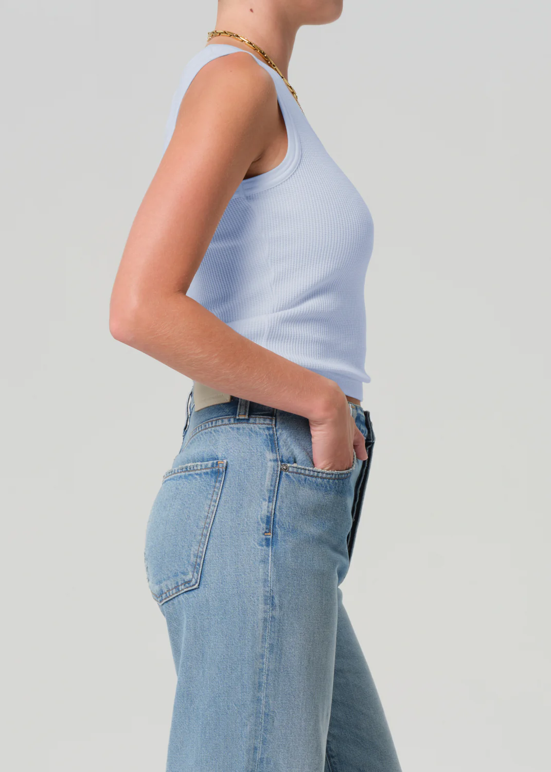 Inez Waffle Tank in Periwinkle - Image 3