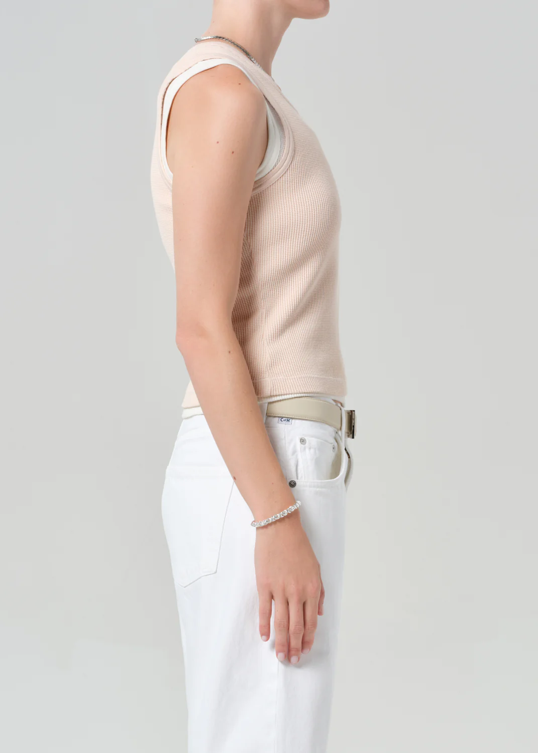 Inez Waffle Tank in Shrimp - Image 3