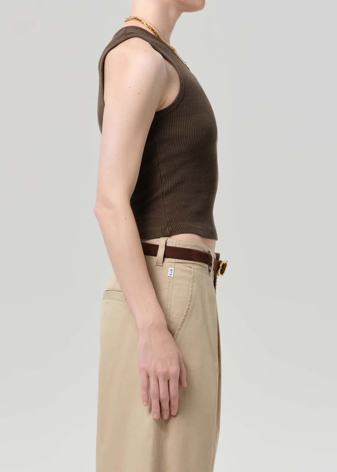 Inez Waffle Tank in Umber - Image 3