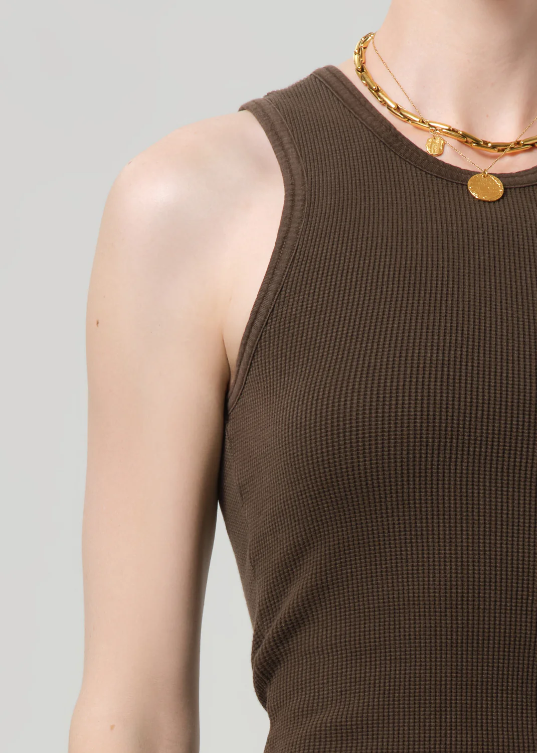 Inez Waffle Tank in Umber - Image 4