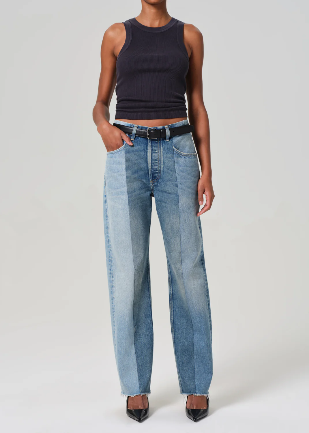Isabel Rib Tank in Charcoal - Image 4