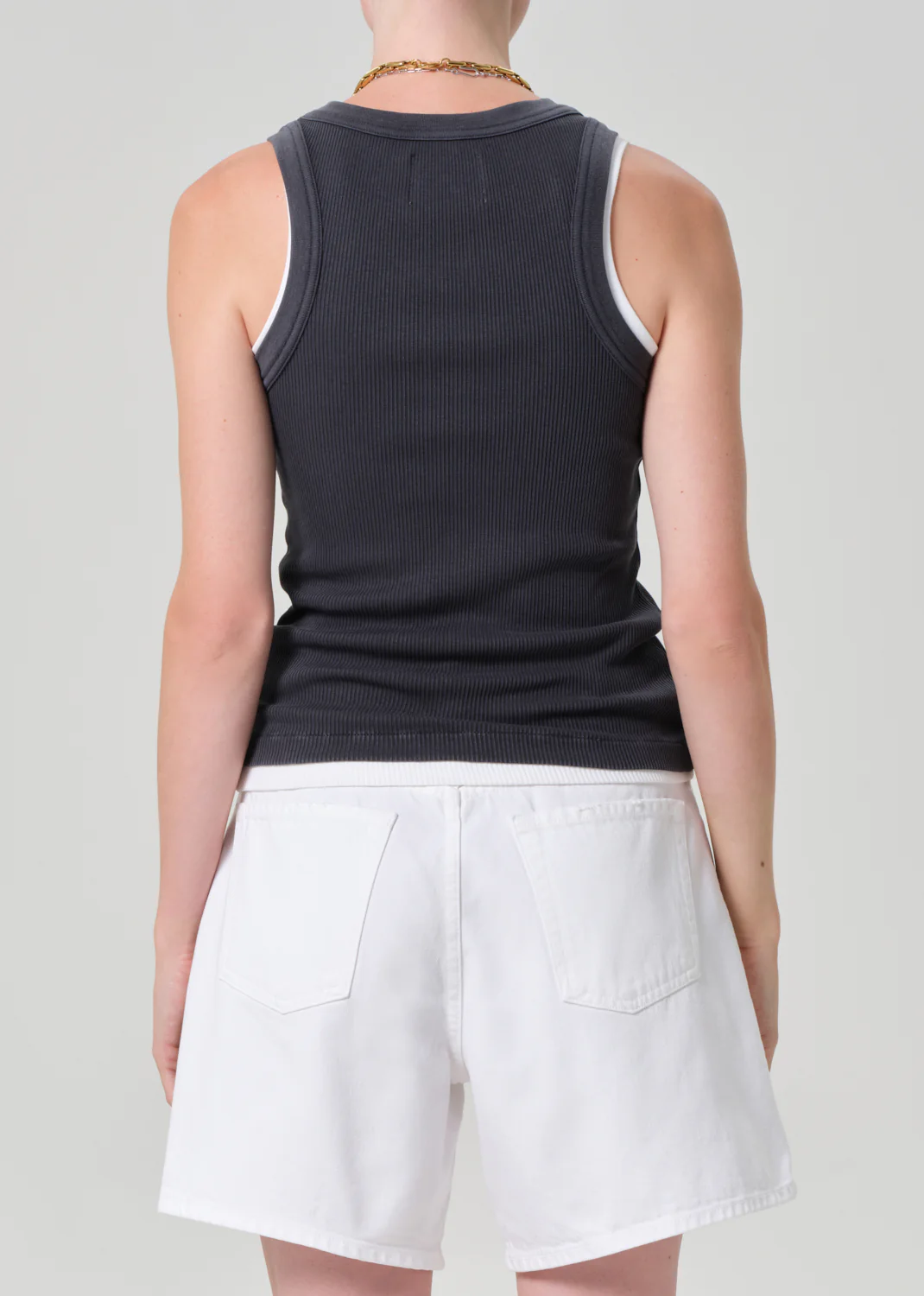 Isabel Rib Tank in Charcoal Mineral - Image 2