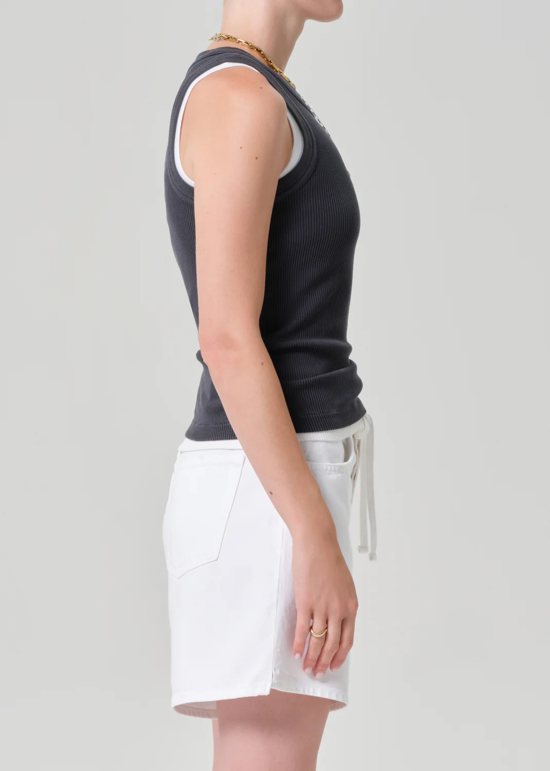 Isabel Rib Tank in Charcoal Mineral - Image 3