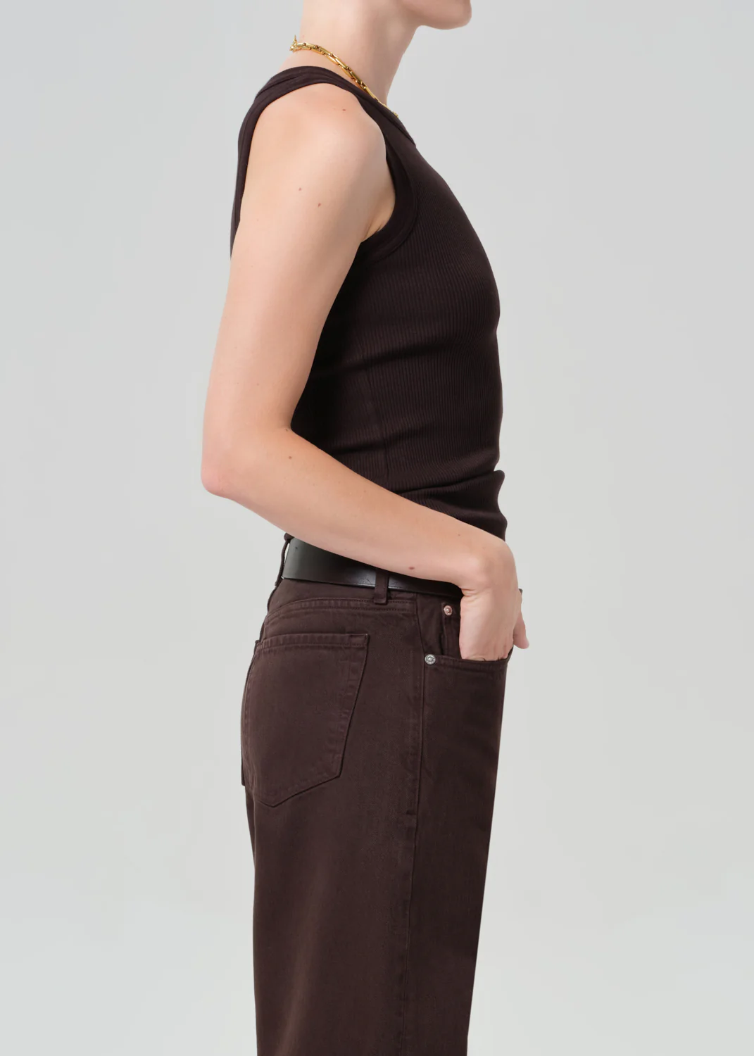 Isabel Rib Tank in Chocolate - Image 3
