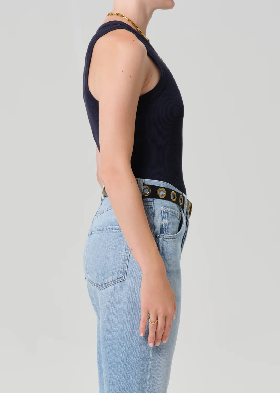 Isabel Rib Tank in Navy - Image 3