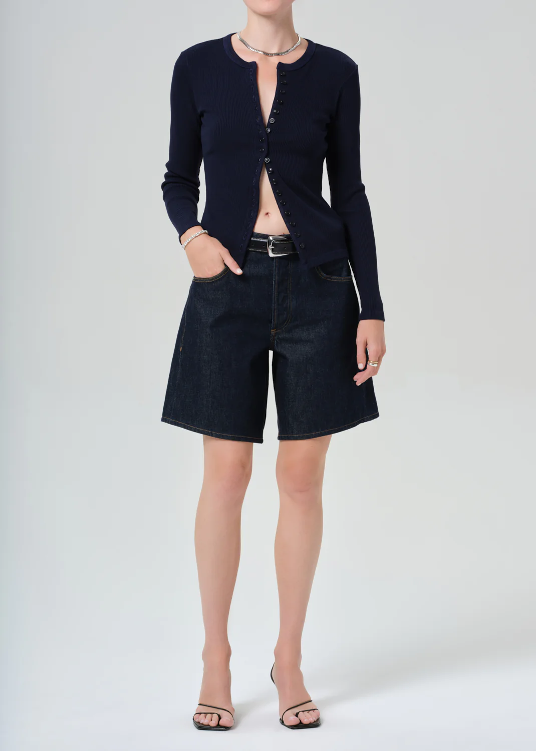 Kari Long Cardigan in Navy - Image 5