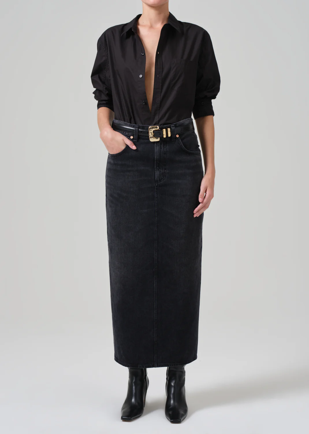 Kayla Shrunken Shirt in Black - Image 5