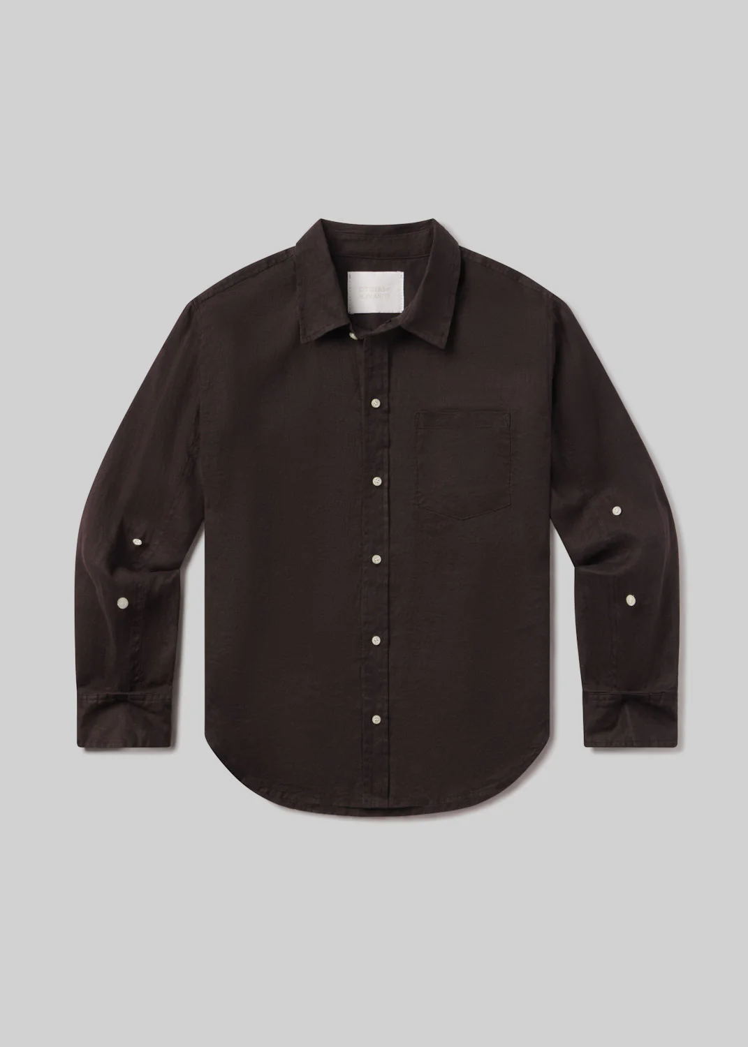 Kayla Shrunken Linen Shirt in Chocolate - Image 6