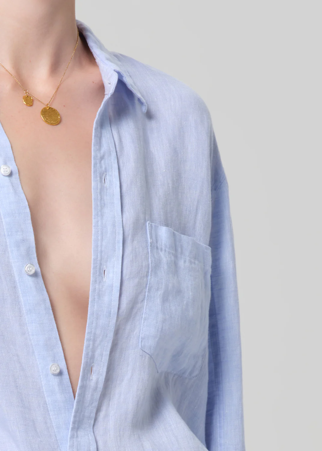 Kayla Shrunken Linen Shirt in Glint - Image 4