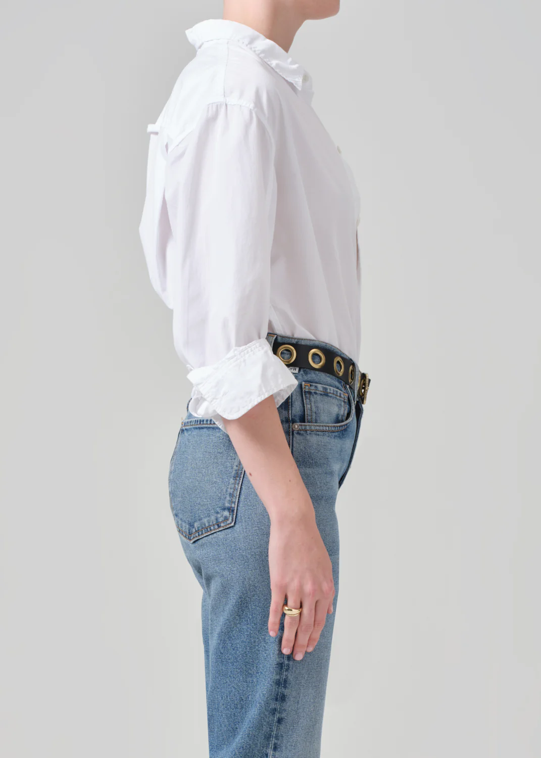 Kayla Shrunken Shirt in Optic White - Image 3