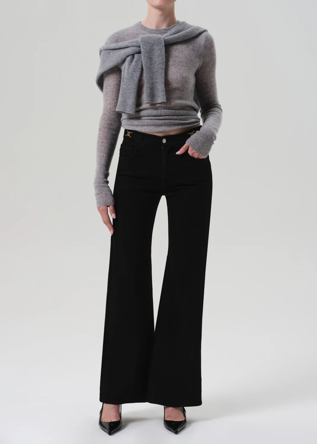 Kimberly Flare With Horsebit in Rich Black