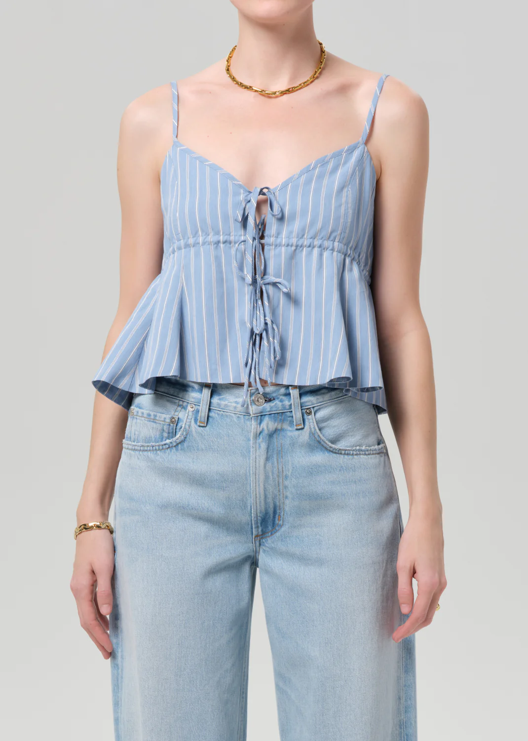 Larissa Tie Front Cami in Capri Stripe