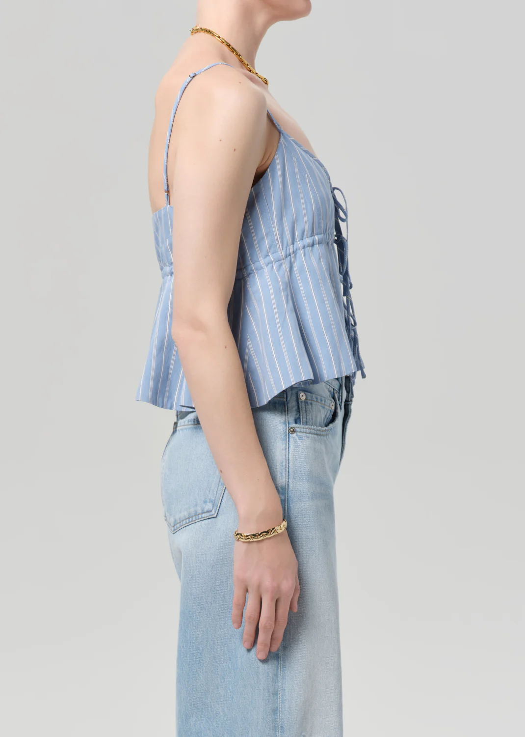 Larissa Tie Front Cami in Capri Stripe - Image 3