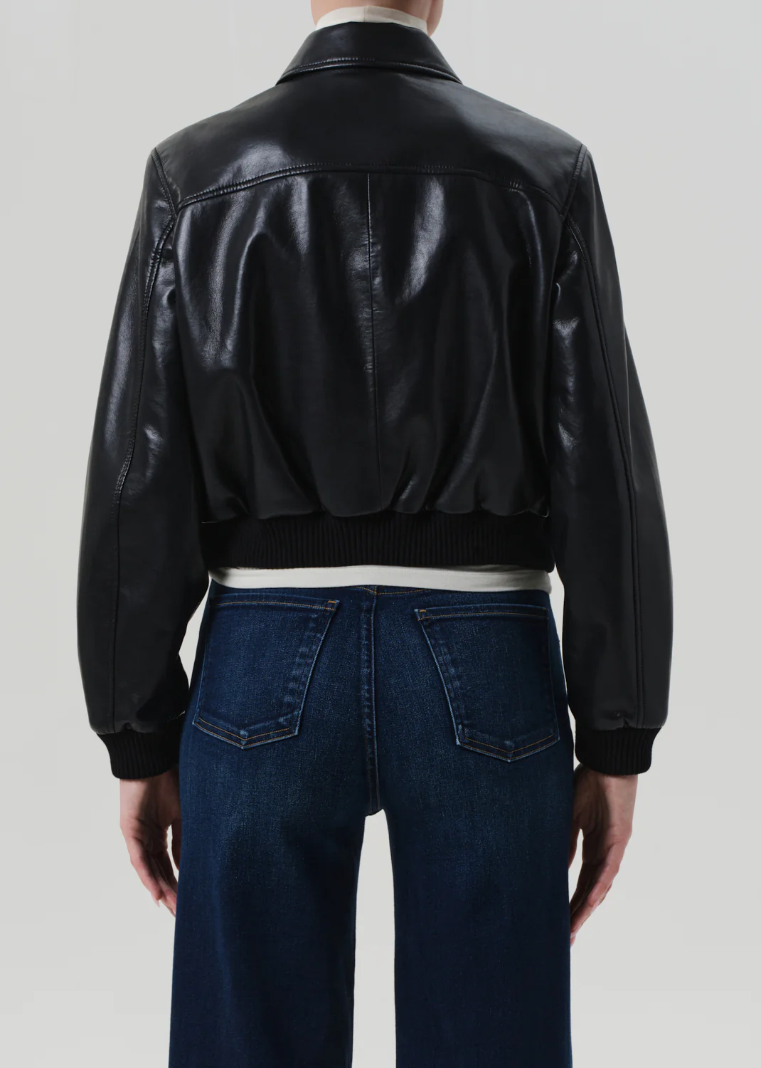 Lola Bomber Recycled Leather Jacket in Black - Image 2