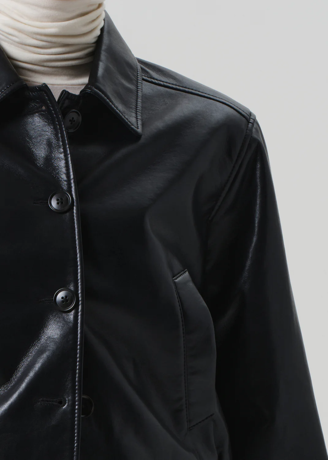 Lola Bomber Recycled Leather Jacket in Black - Image 4
