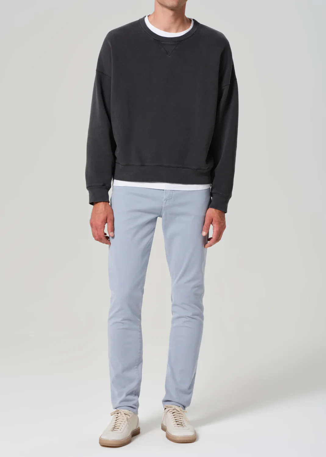 London Tapered Slim Brushed Sateen in Seagull - Image 2