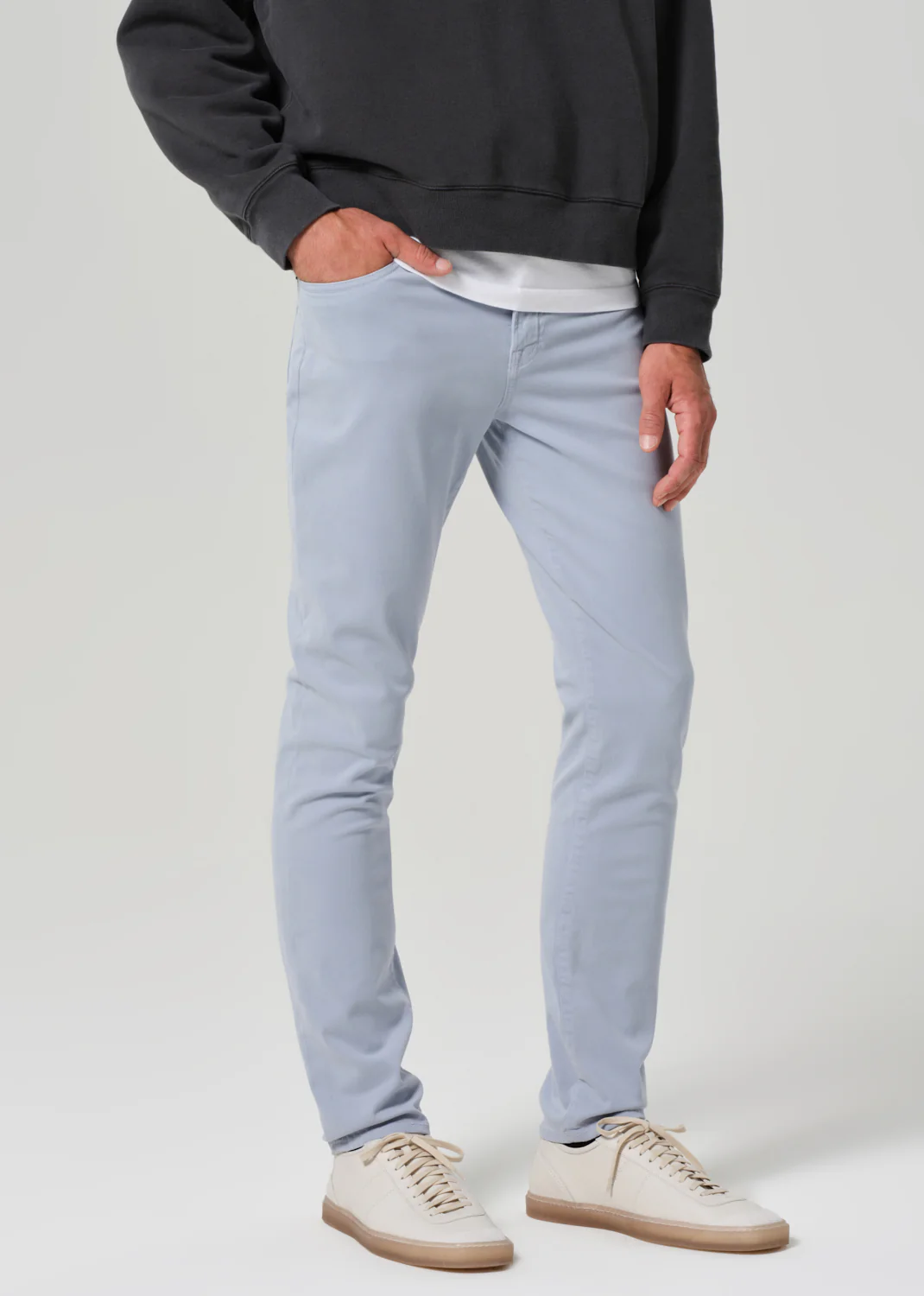 London Tapered Slim Brushed Sateen in Seagull - Image 5