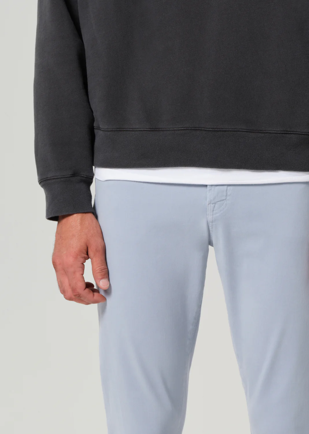 London Tapered Slim Brushed Sateen in Seagull - Image 6