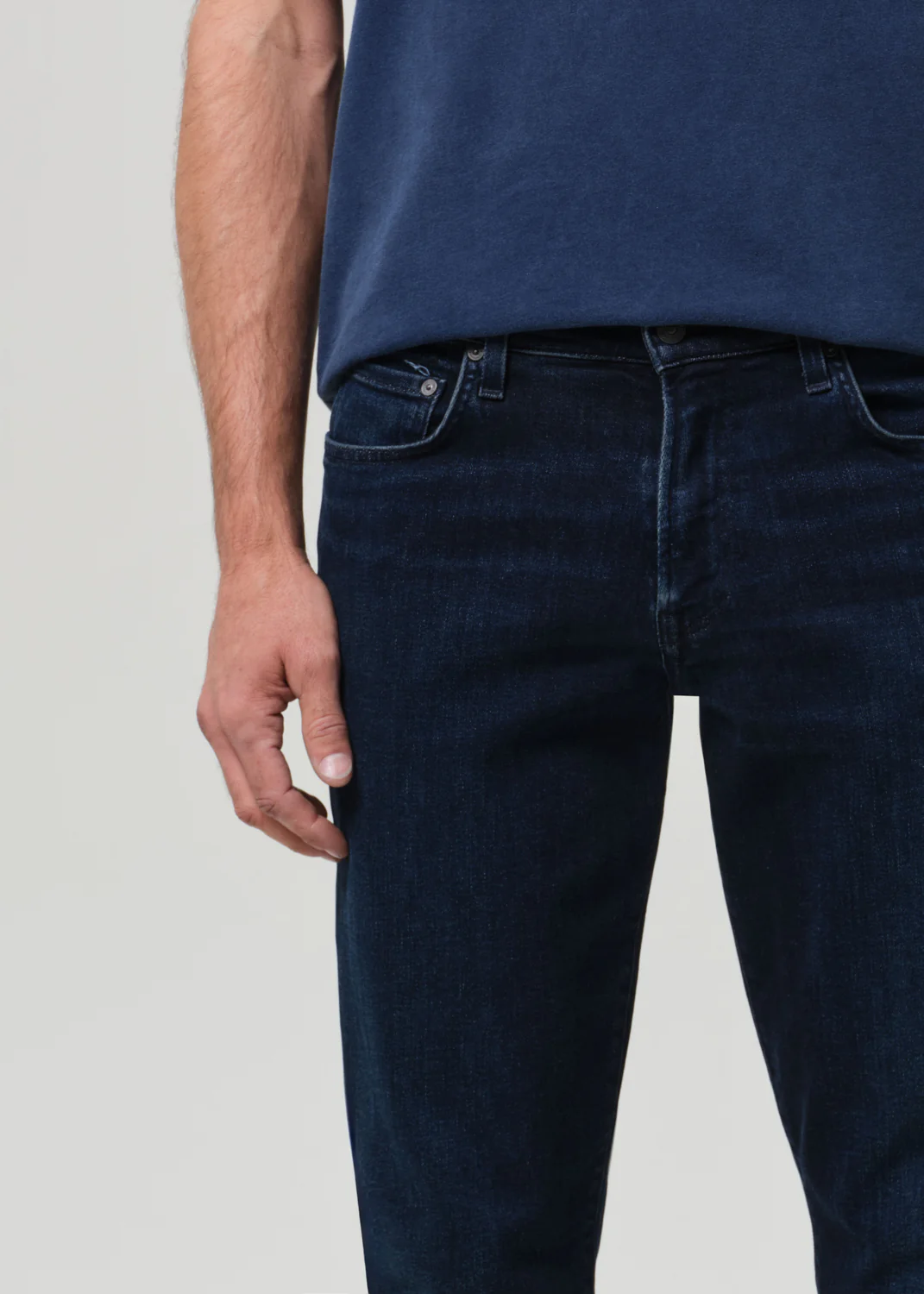 London Tapered Slim Cashmere Denim in Dark Tint - Image 7