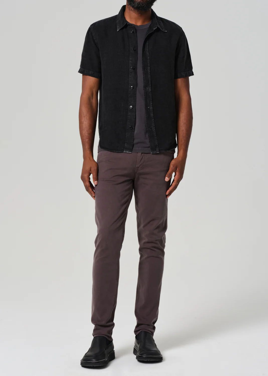 London Tapered Slim Brushed Sateen in Gravel - Image 2