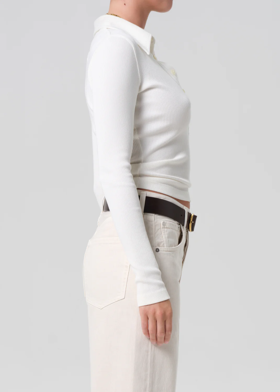 Long Sleeve 60's Polo in Pashmina - Image 3