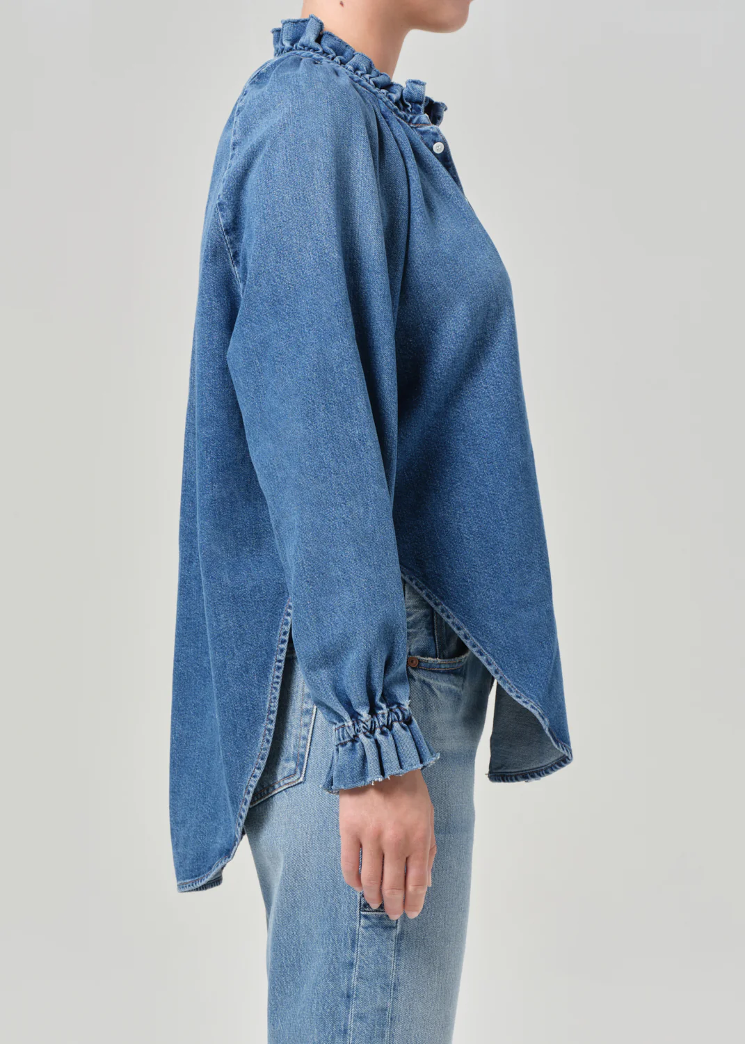 Loretta Ruffle Top in Beacon - Image 3