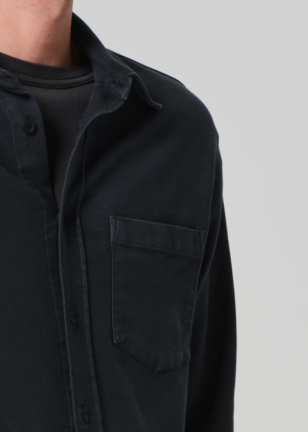 Luca Bucket Dye Shirt French Terry in Washed Black - Image 5
