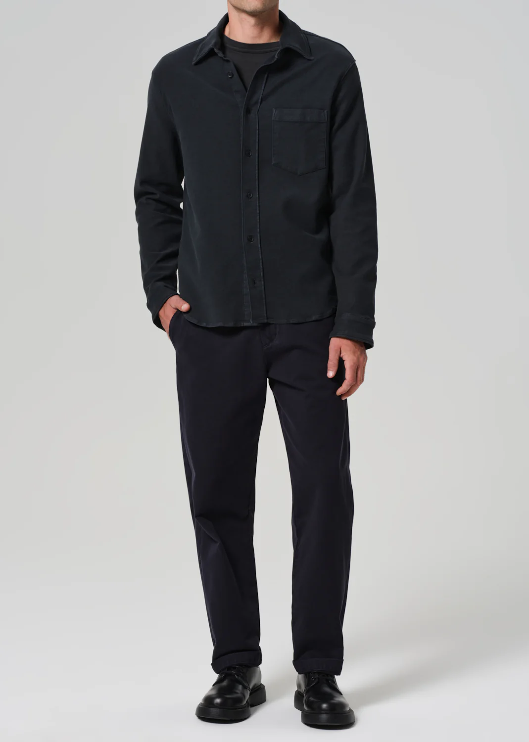 Luca Bucket Dye Shirt French Terry in Washed Black - Image 6