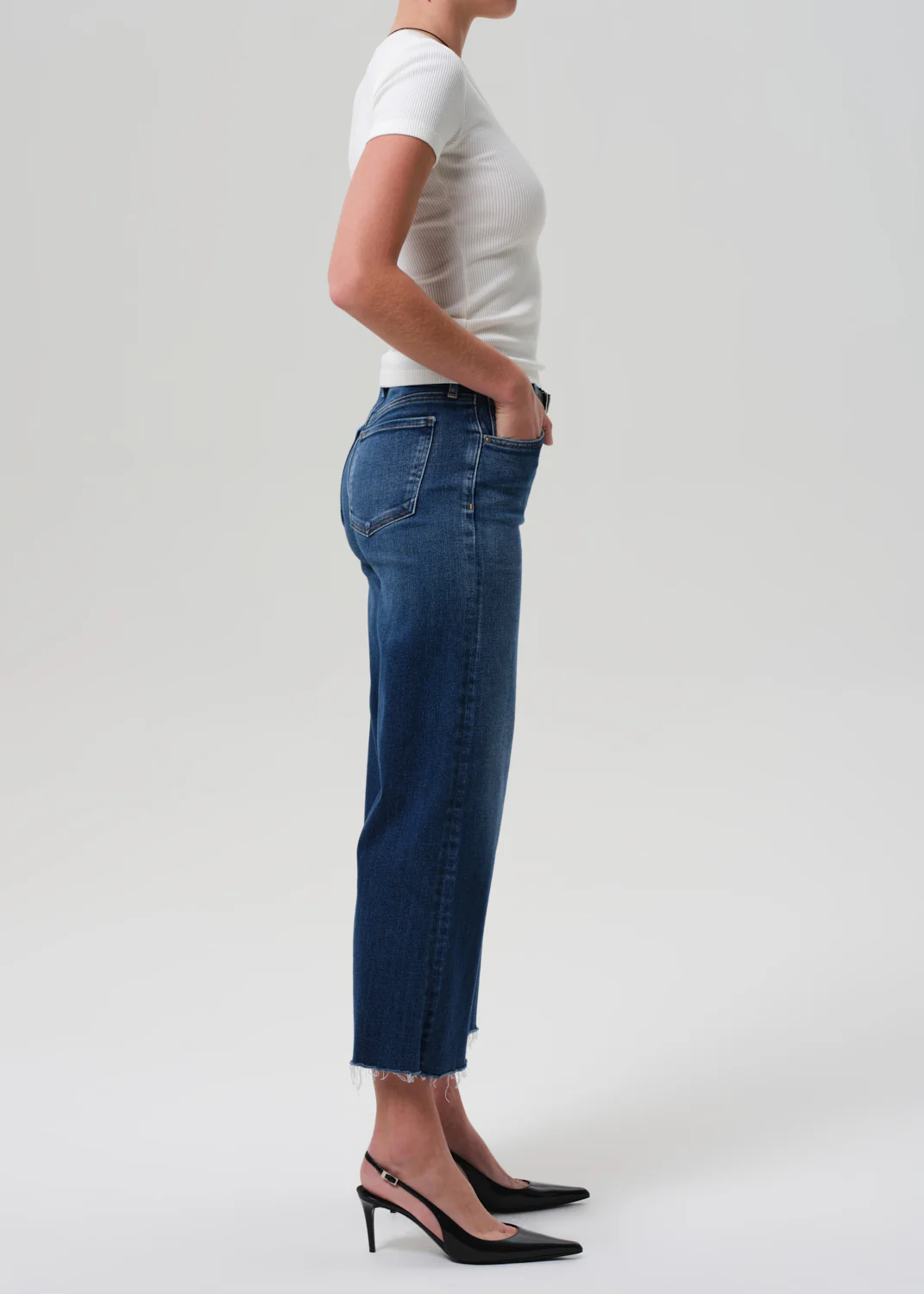 Lyra Wide Leg Crop Raw Hem in Augusta - Image 3