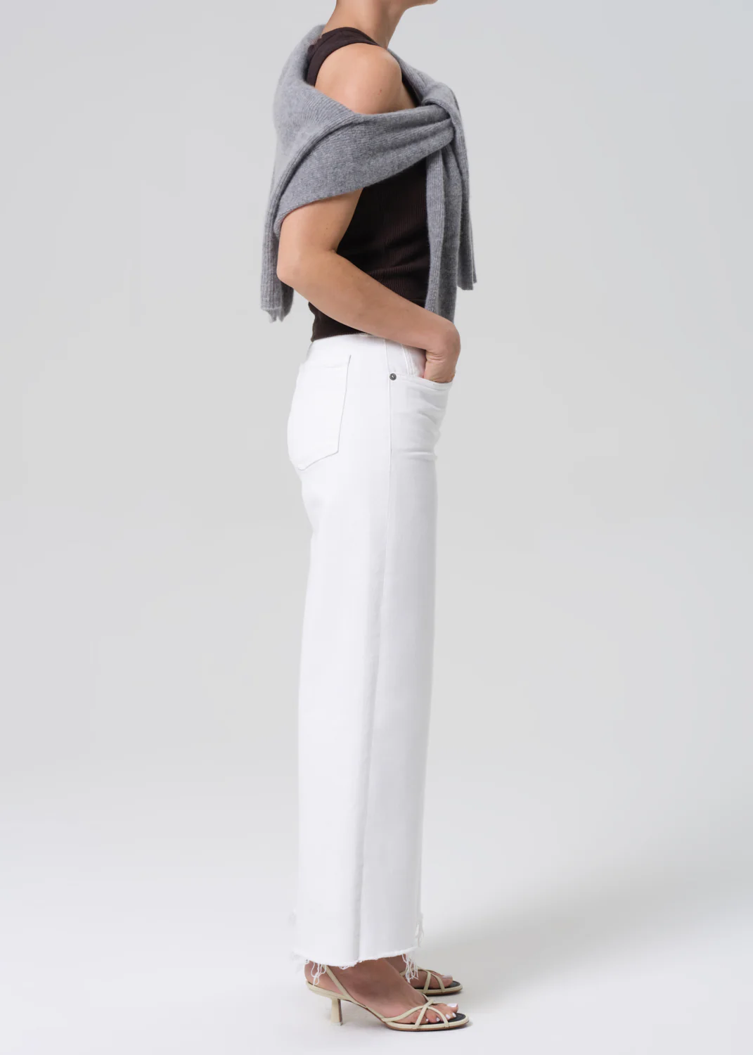 Petite Lyra Wide Leg Crop in Soft White - Image 3