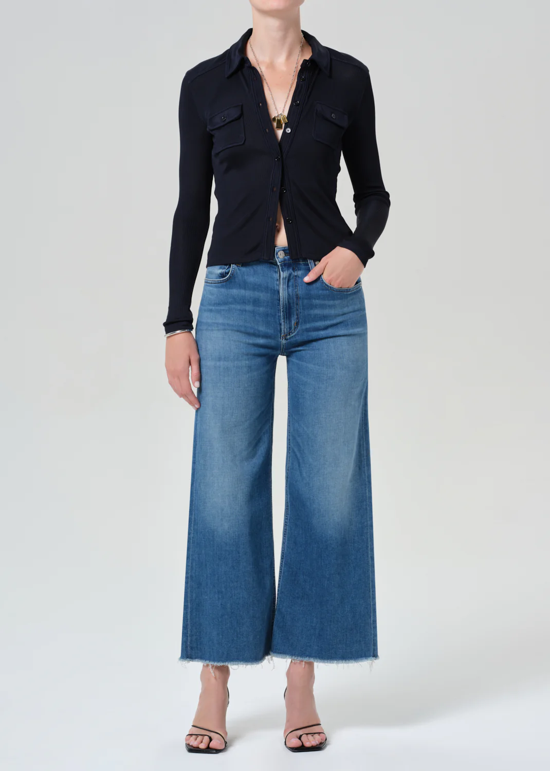 Lyra Wide Leg Crop Raw Hem in Verve