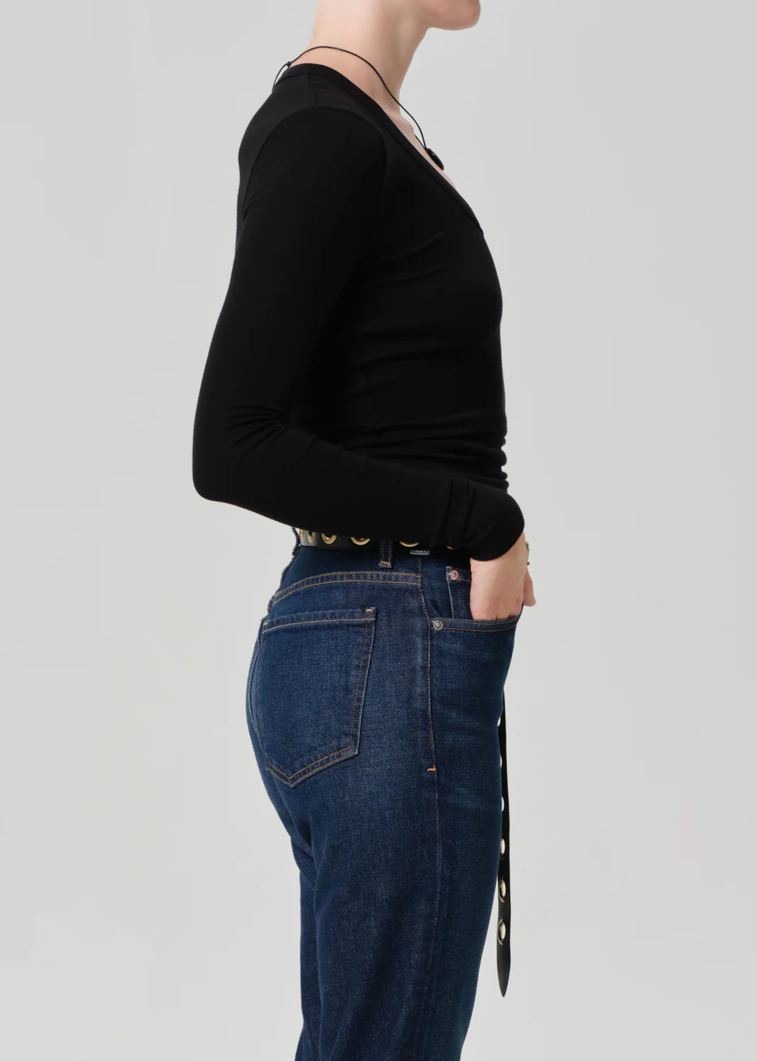 Mara U Neck Long Sleeve in Black - Image 3