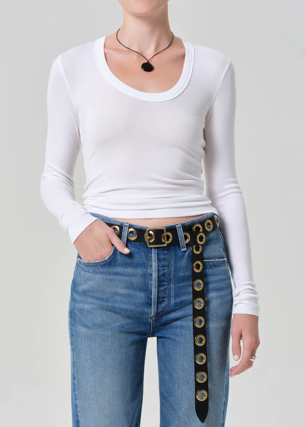 Mara U Neck Long Sleeve in White