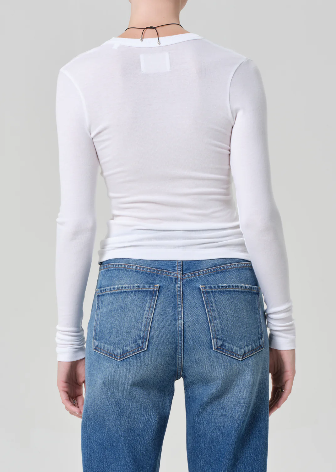 Mara U Neck Long Sleeve in White - Image 2