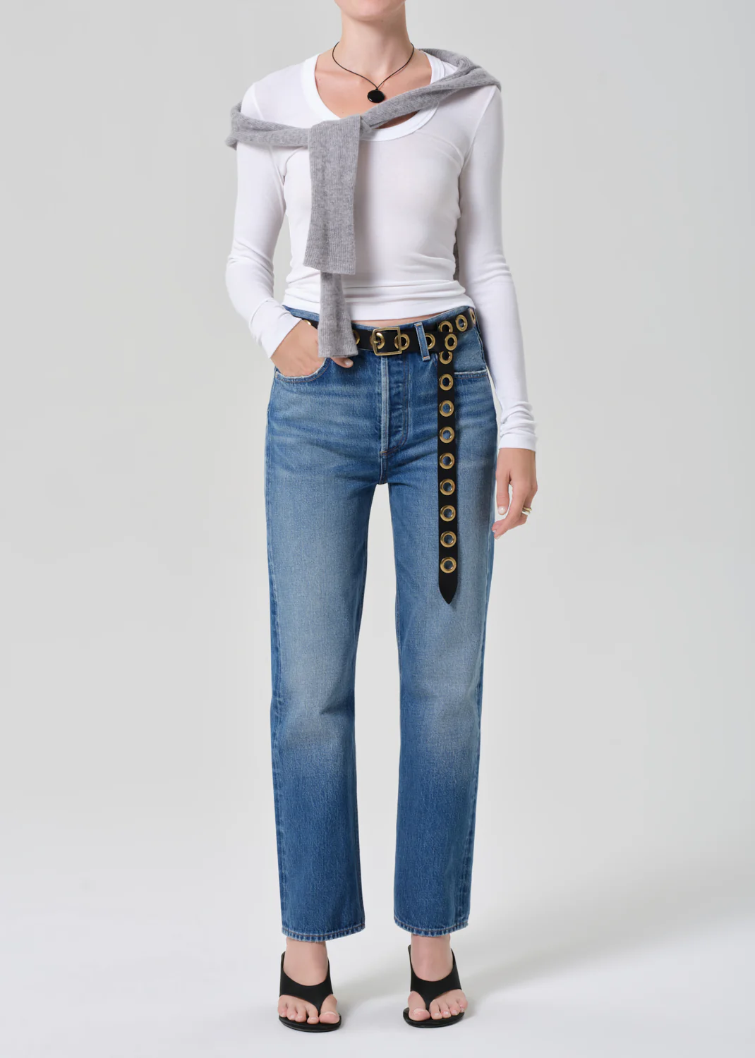 Mara U Neck Long Sleeve in White - Image 5