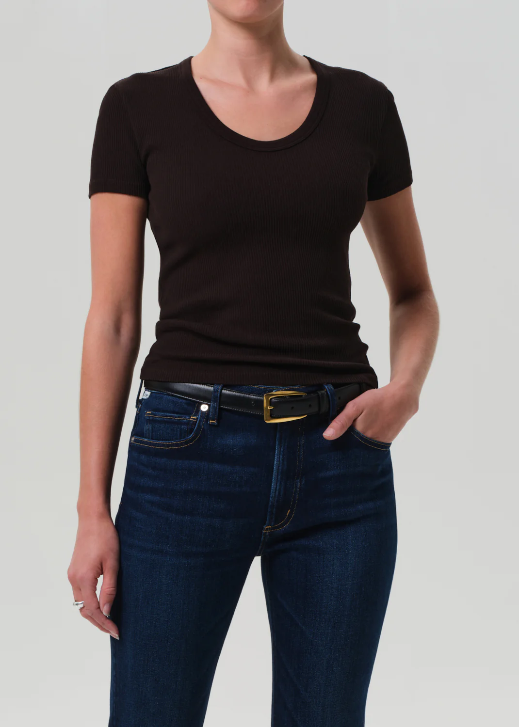 Maude U Neck Tee in Chocolate
