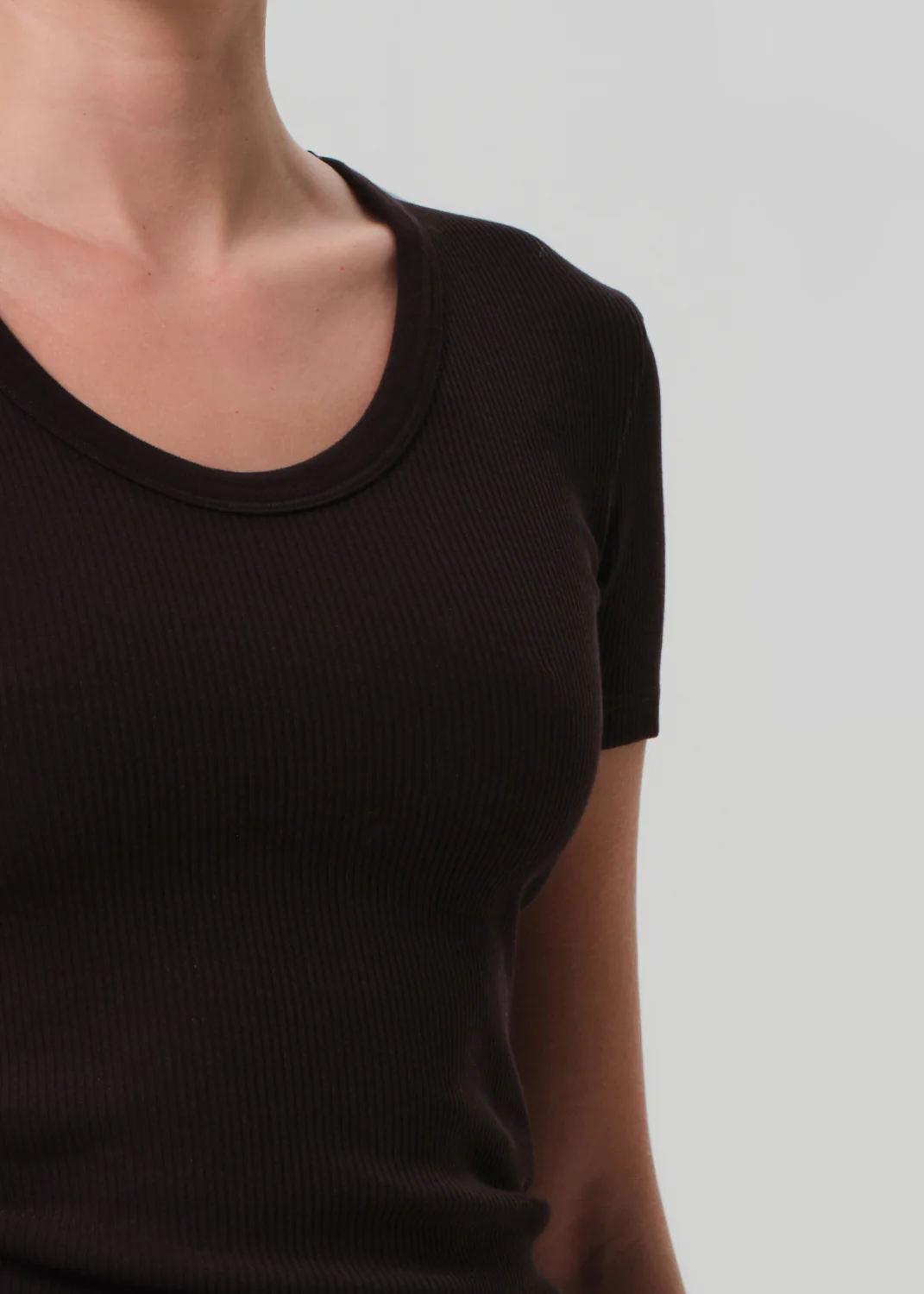 Maude U Neck Tee in Chocolate - Image 4