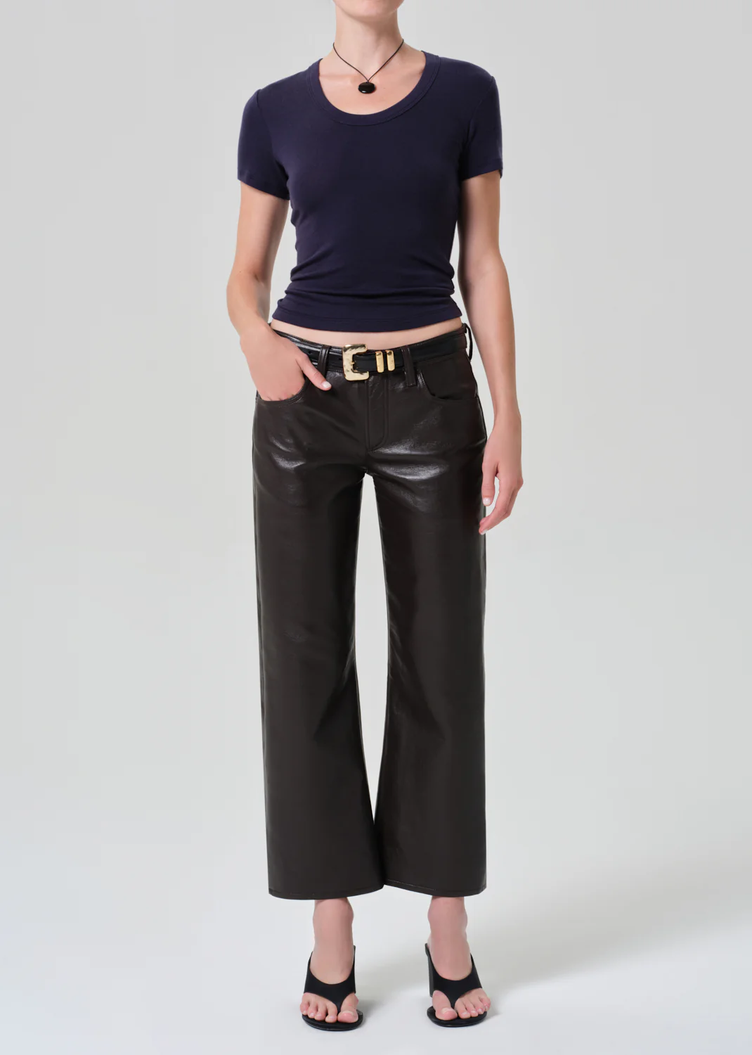 Maude U Neck Tee in Navy - Image 5