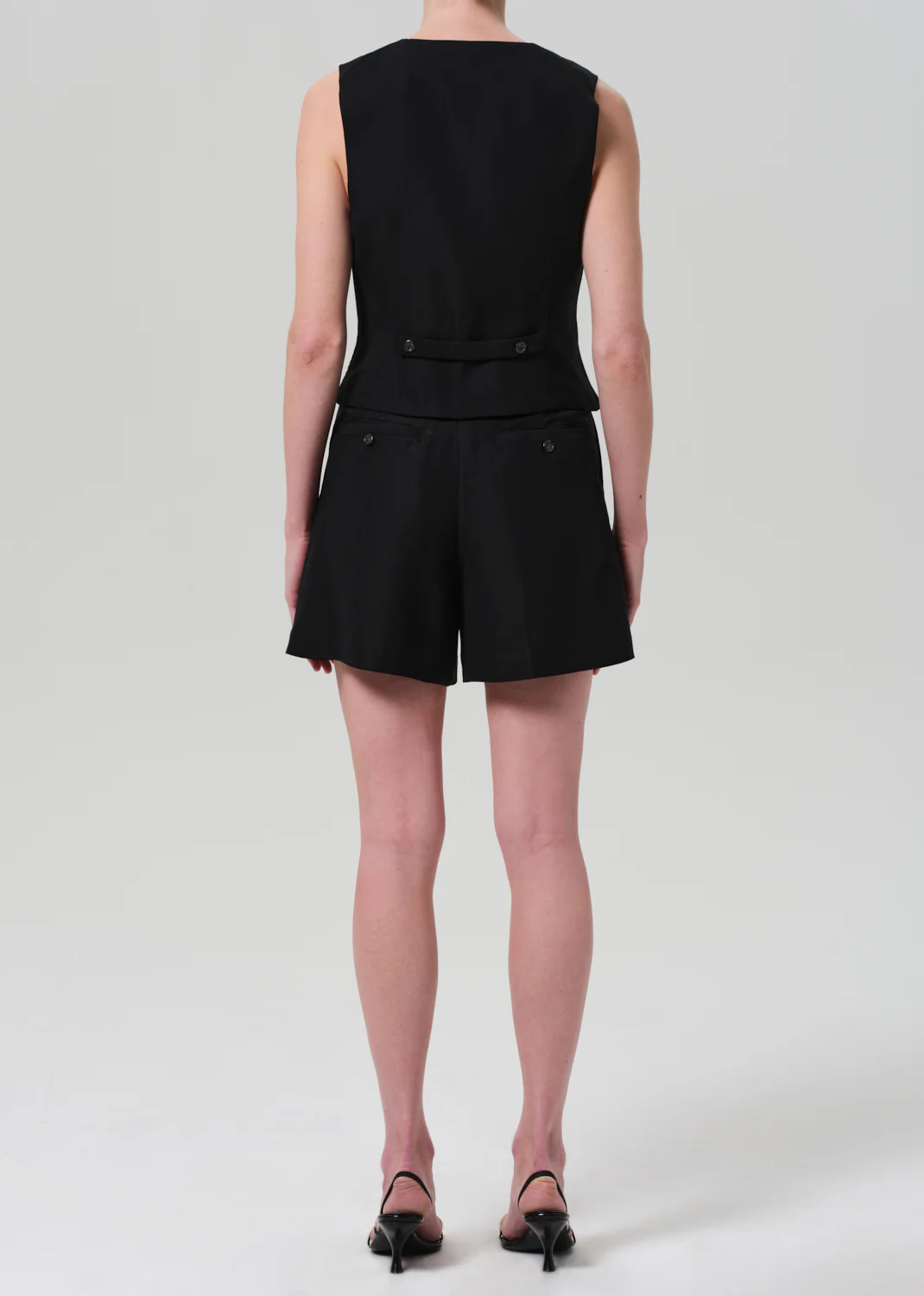 Mini Tailored Short Linen Twill in Black - Image 2