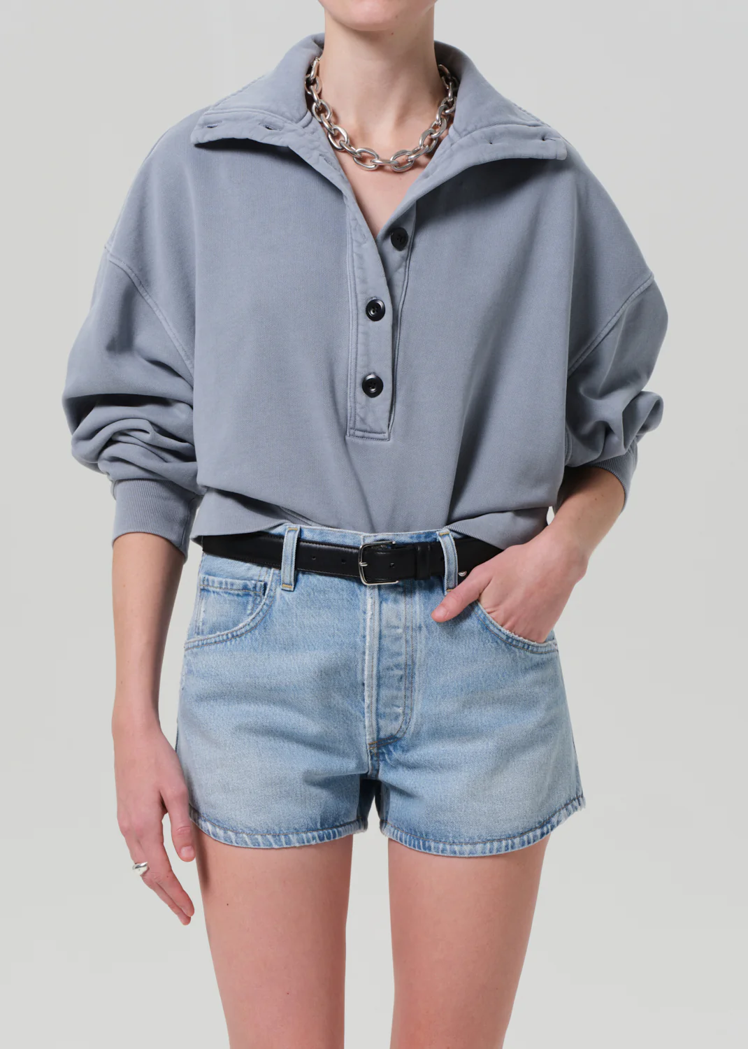 Mirelle Funnel Neck in Hematite